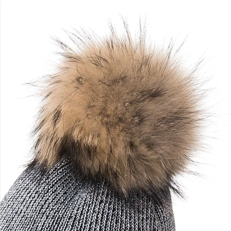 SUOGRY натуральный Лисий Мех пушистый помпон вязаные зимние шапки для женщин бини
