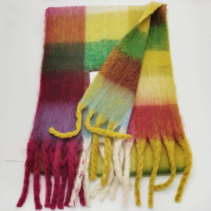 Новый брендовый клетчатый кашемировый шарф женские зимние толстые теплые