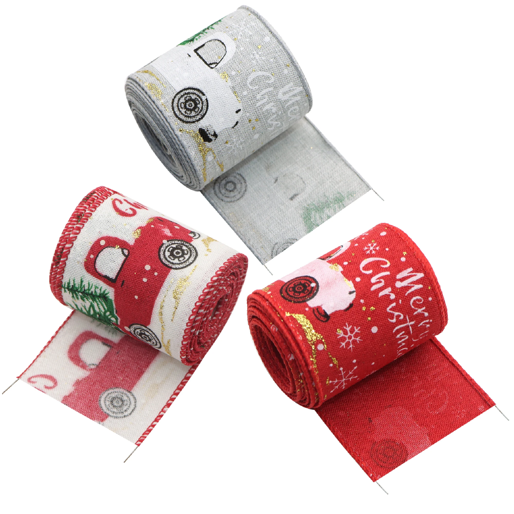 

5 Yards 50mm Christmas Swirl Ribbon Burlap Ribbon With Wired Edge DIY Gift Wrapping Christmas Tree Ribbon Wreath For Hair Bows