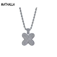 mathalla fashion letter x necklace ice out aaa cubic zircon bling gold silver men women hip hop jewelry gifts