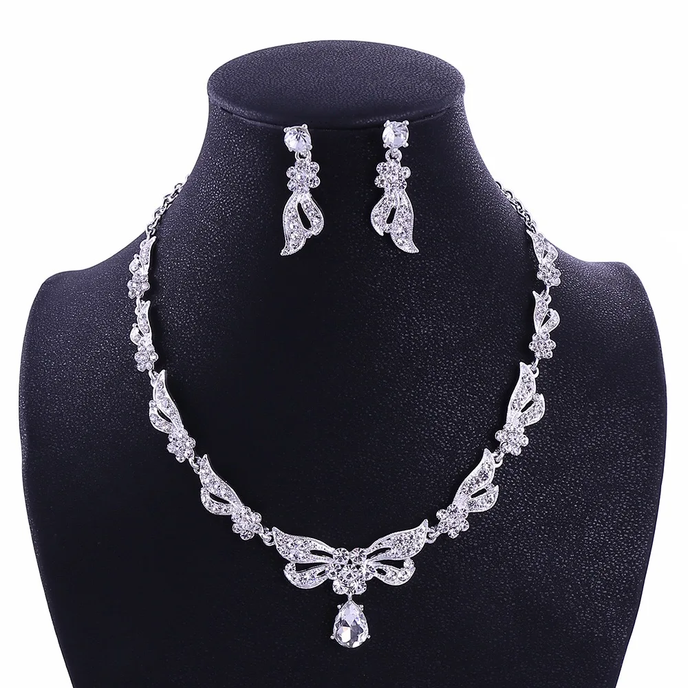 

Angel bride necklace headpiece three-piece set of crown wedding accessories rhinestones