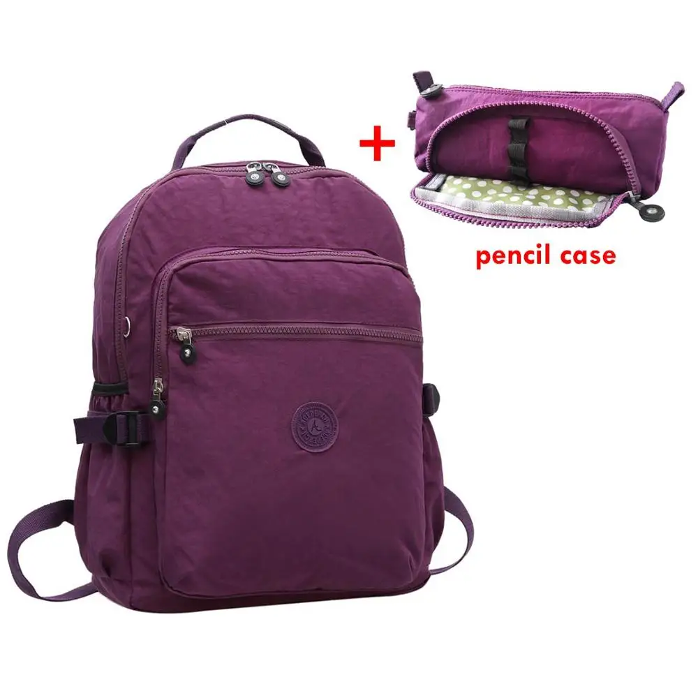 2 pieces Purple ACEPERCH повседневные школьные сумки для девочек и мальчиков-подростков, детские школьные сумки, нейлоновые сумки для ноутбука, женские дорожные сумки с брелком - Цвет: 2 pieces Purple