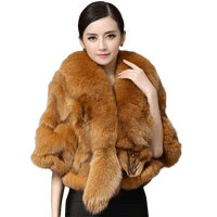 ladies natural fur coat for bridge women vest fox poncho wedding full pelt genuine fur cape winter real fox fur shawl