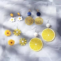 korean creative personality yellow series eggs flowers dangle earrings for fashion sweet girl womens accessories jewelry
