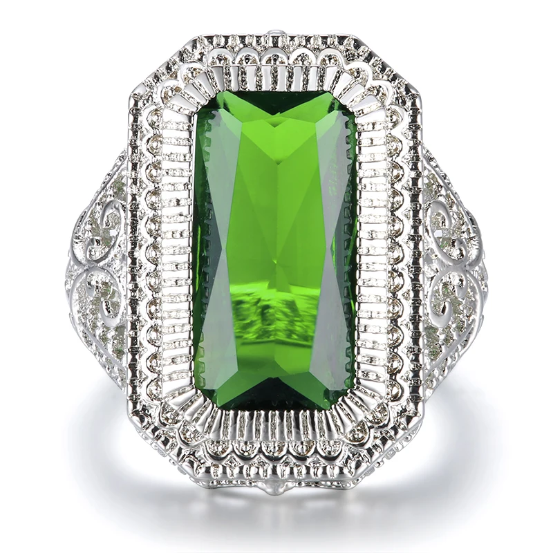 Винтажное кольцо с изумрудами Vinregem обручальное из стерлингового серебра 925 пробы