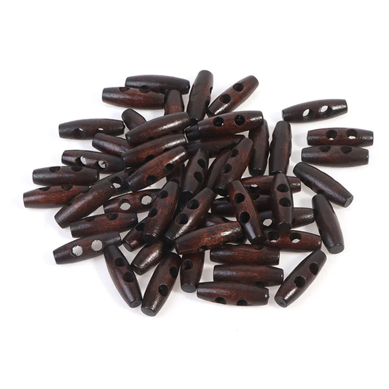 

50PCS Multifunctional 30mm Vintage Olive Shape Wood Buttons Wood Olive Buttons For Coats Sweater Sewing Crafts Decor