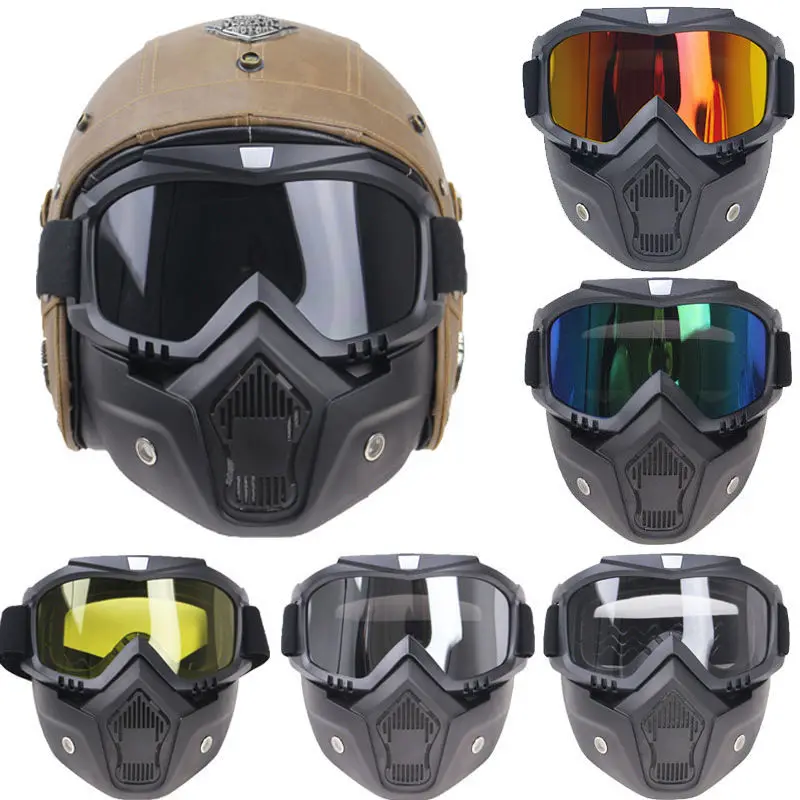 Мотоциклетная маска для лица лыжные очки мотороллер съемные винтажные