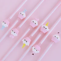 24pcs novelty kawaii funny pens flamingo ice cream food cute stationery kit blue ink ballpoint school christmas girl gift kawai