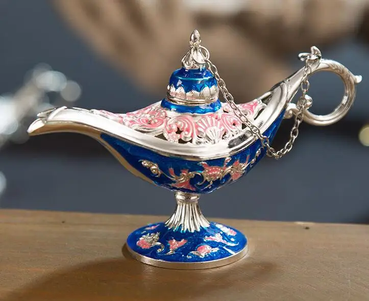 

Retro blue Aladdinlamp decoration factory outlets Fairy Tale Magic Lamps Tea Pot Genie Lamp Vintage Zinc Alloy Arts Children