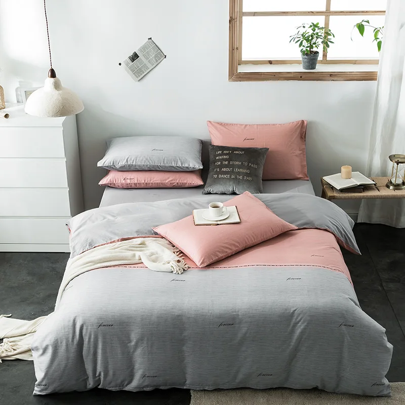 barato 40s Algodão Egípcio Conjunto De Cama Rainha Tamanho Xadrez Capa Edredão 240x220 Macio Família Linho Algodão Para Casa