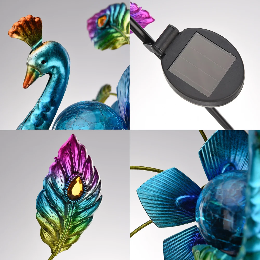 

Garden Decoration Creative Windmill Lights Peacock Iron Painted Outdoor Lawn Patio Pathway Yard Ornament