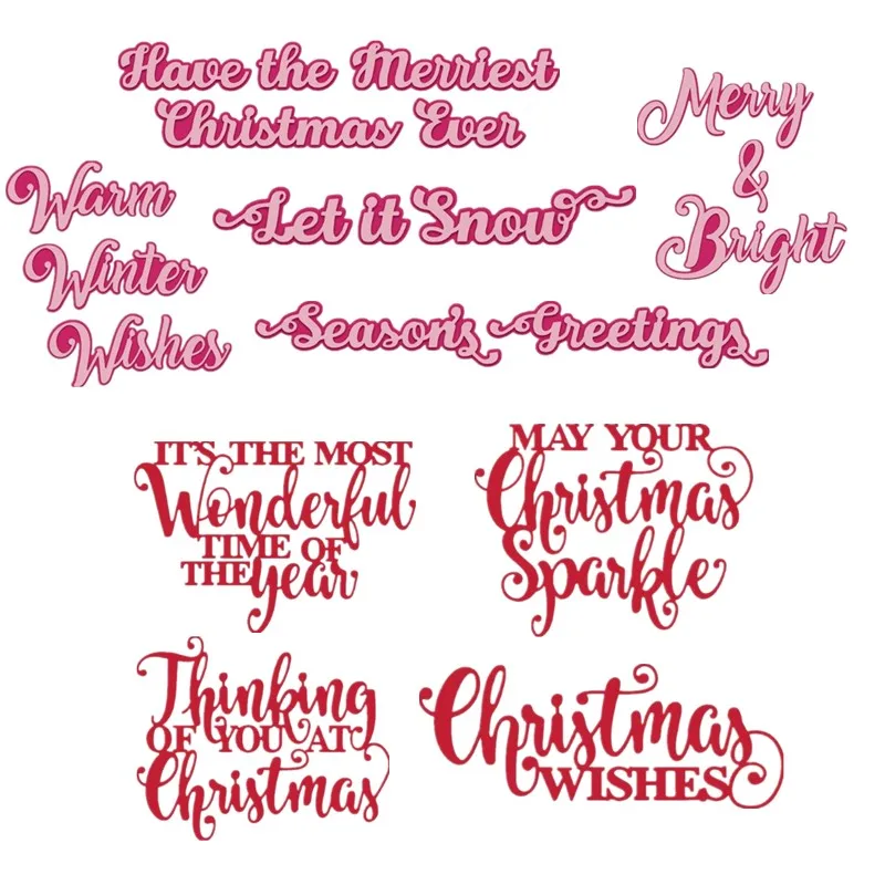 Merry Christmas Sending Greetings Let It Snow Phrases Metal Cutting Dies Stencil for DIY Scrapbooking Paper Cards Craft New