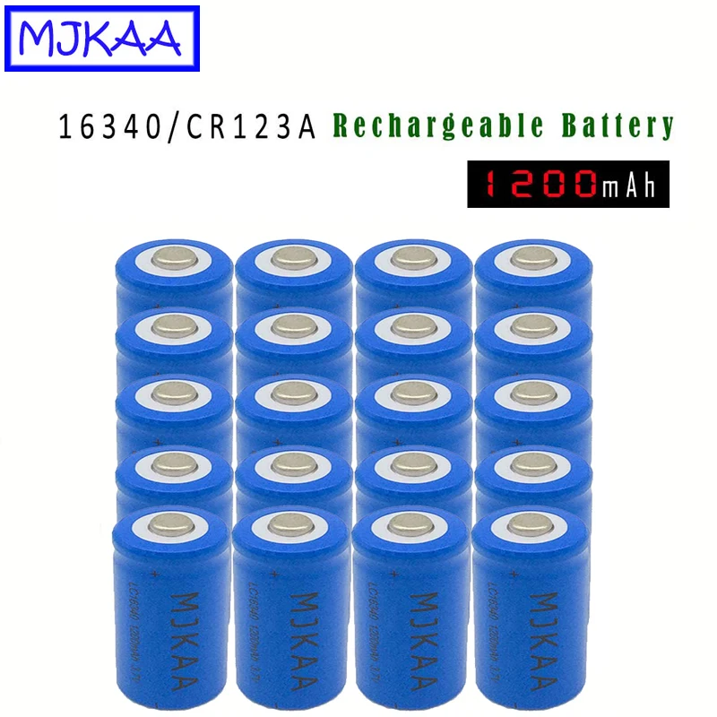 MJKAA 10/12/20Pcs 16340 CR123A 3.7V 1200mAh li-ion Rechargeable Battery Lithium 3.7 V CR 123A Batteries