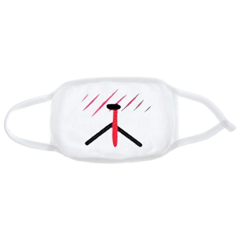 Army green Fashion Expression Mouth Mask Anime Cotton Mouth Mask Unisex Mask Mouth-muffle Dustproof Respirator Cute Anti-Dust Mouth Covers - Color: Army green
