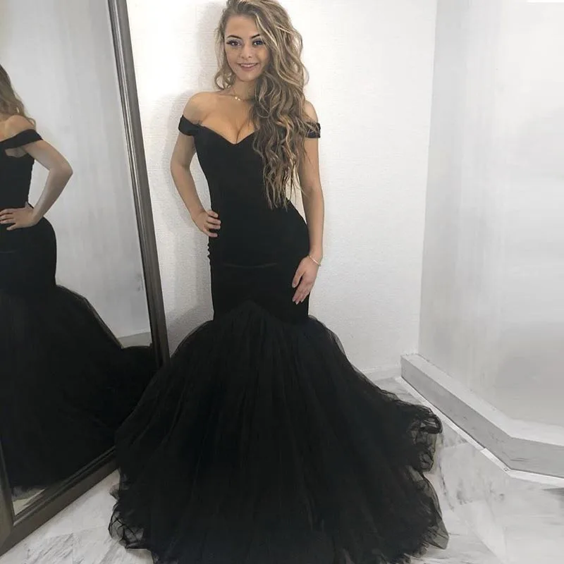 

Plus Sie Long Evening Dresses Black Velvet Formal Evening Dress Plus Size Mermaid Prom Dresses 2020 Pageant Gowns