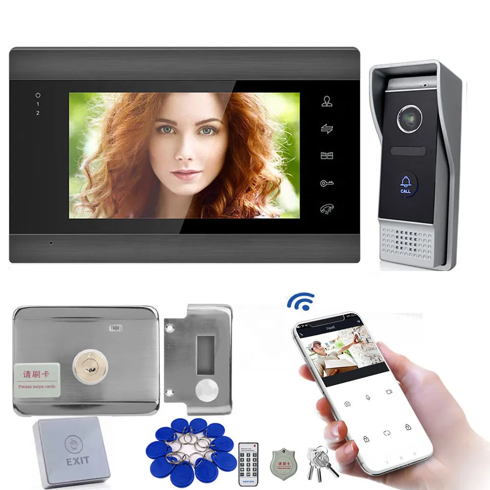 Беспроводной Wi Fi умный видеодомофон 7 дюймов система внутренней связи с