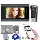 Беспроводной Wi-Fi умный видеодомофон 7 дюймов система внутренней связи с блокировкой ID-карты проводной дверной звонок HD ИК-камера дистанционная разблокировка