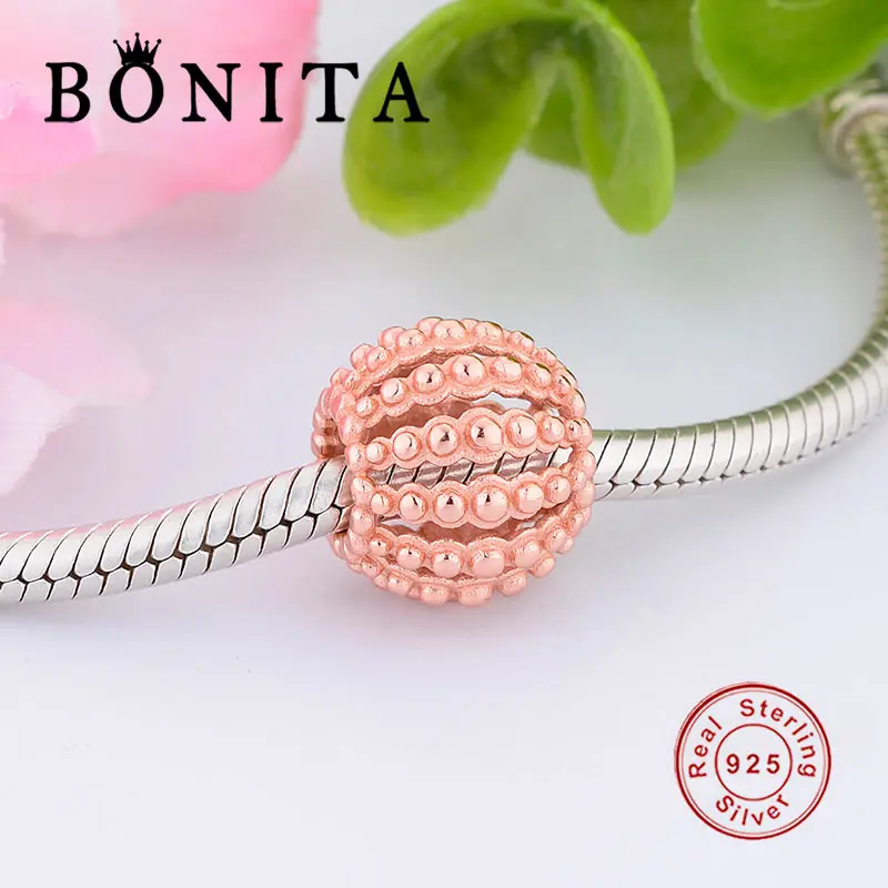 Подвеска из серебра 925 пробы с бусинами розового золота подходят для