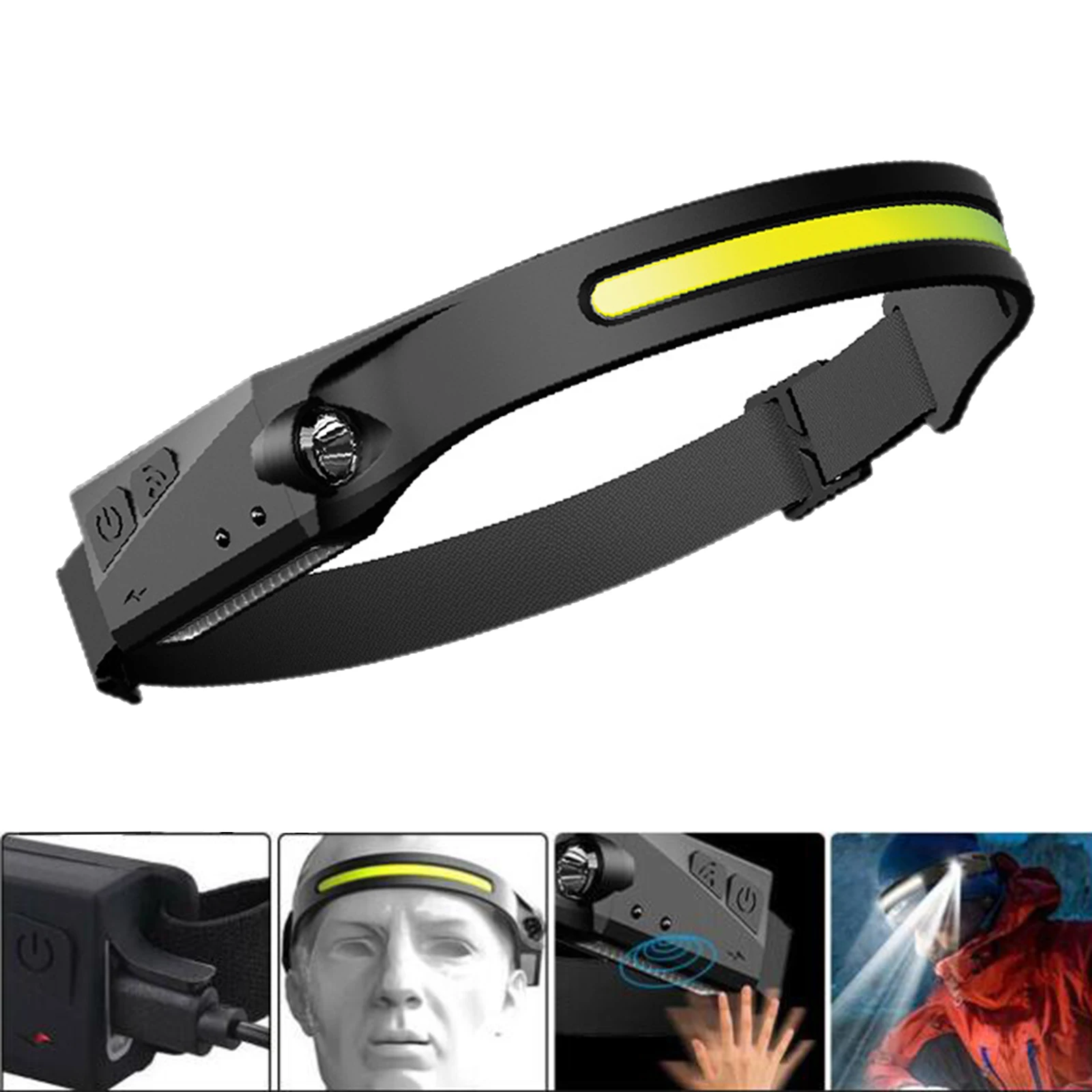 

3 Mode USB Rechargeable Headlight COB LED Head Light Flashlight