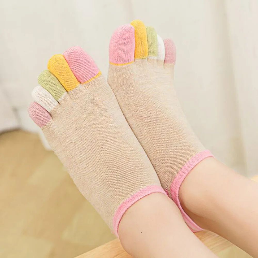 

5 pairs women cotton five-finger socks women low to help color toe socks sweat-absorbent 5 toe invisible deodorant toe socks
