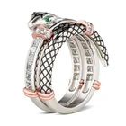 Новинка 2022, двухцветное кольцо-змея Gu Li с зеленым глазом для женщин, ювелирные изделия, металлические женские кольца с животными, аксессуары для рук