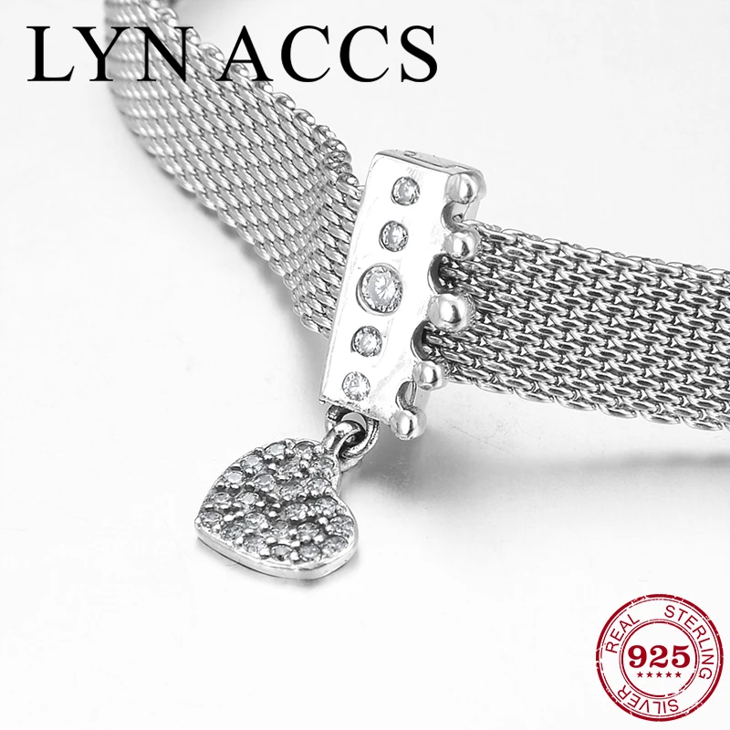 Новые Аутентичные 925 пробы серебро Ясно CZ в форме сердца короны Форма бусина с