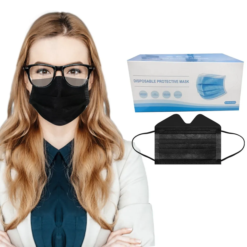 

50 шт., противотуманные 3-слойные одноразовые маски для лица