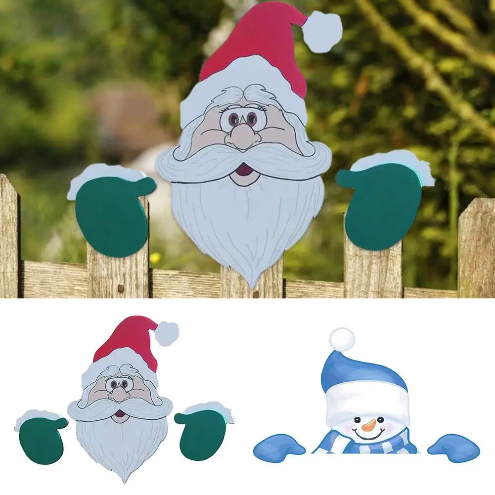 

Christmas Fence Peeker Christmas Santa Snowman Fence Peeker Decoration Cute Fence Sign Ornaments For Yard Art Garden Christmas