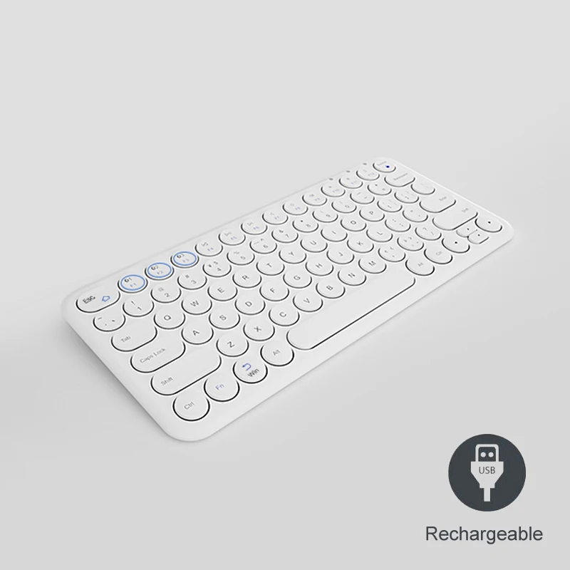 B.O.W многофункциональная bluetooth-клавиатура-Совместимость с Windows, Mac, Android, iPad, iPhone, Apple tv-простое переключение до 3 устройств - Цвет: White Rechargeable