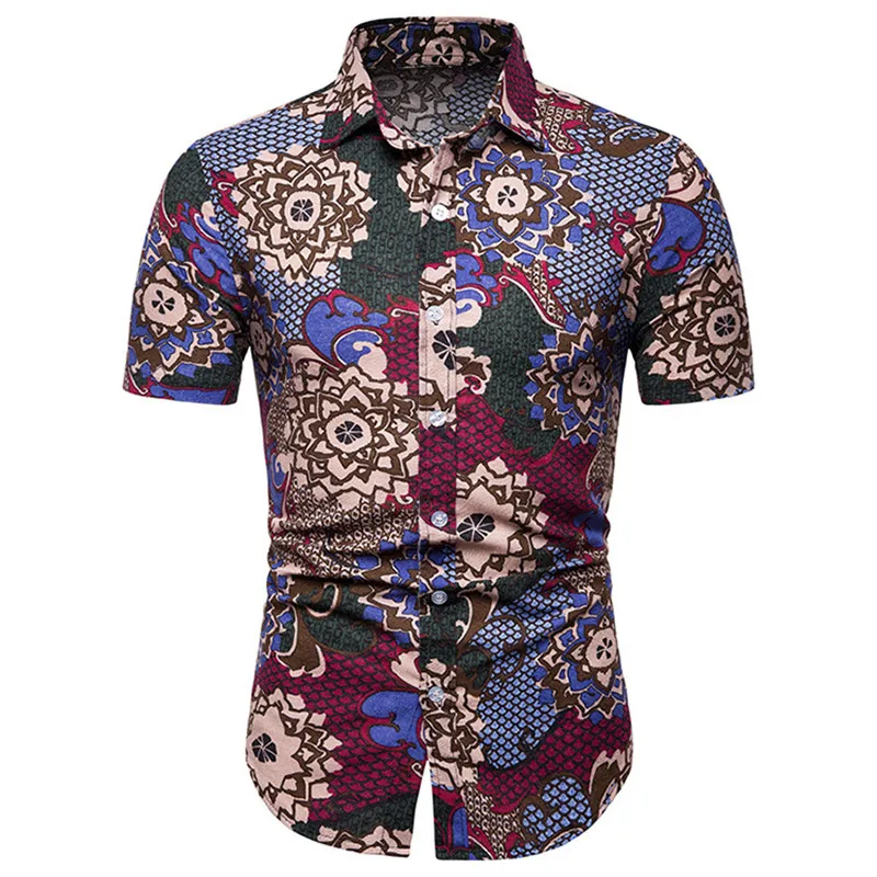 Мужская классическая приталенная рубашка с цветочным принтом новинка 2019