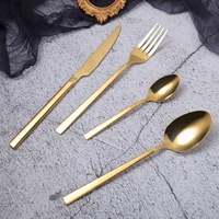 kitchen tableware gold cutlery dinner set stainless steel dinnerware set 4pcs mirror silverware flatware cutlery dropshipping