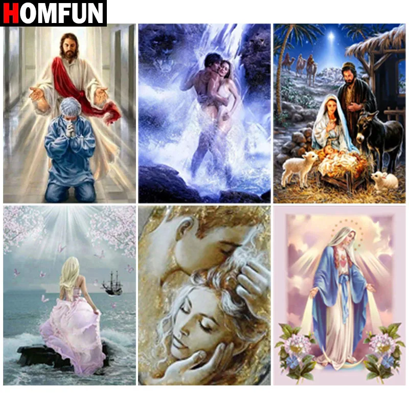 

Алмазная живопись HOMFUN «сделай сам», картина для вышивки крестиком «влюбленные, овечка, верблюд», квадратная круглая 5D, украшение для дома