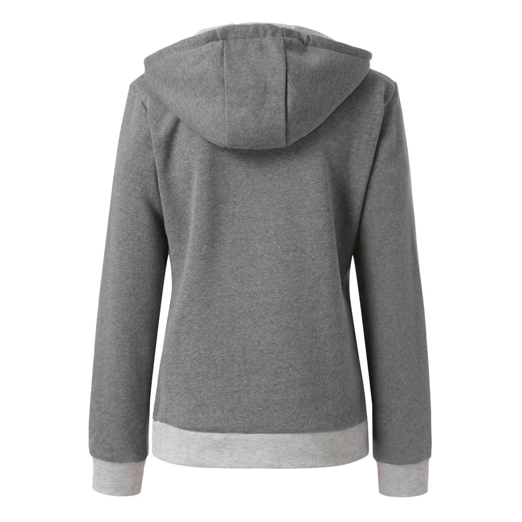 Женский Косой на молнии зауженный жакет с капюшоном Блузка с длинным рукавом пальто толстовка с сложенным воротником карман Moletom Kawaii