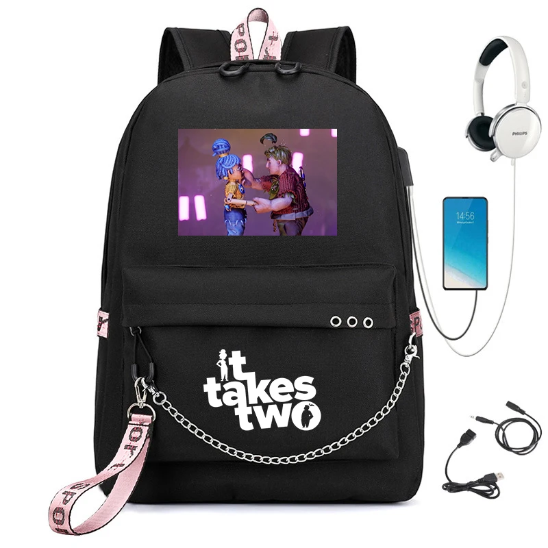 

It take two Waterproof Laptop Backpack Men Travel Backpack Women Rucksack Male School Bag mochila