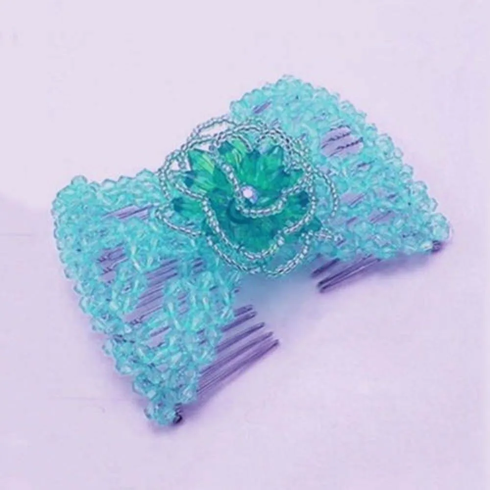 

1 Pcs Vintage Magic Double Beads Hair Comb Clip Stretchable Hairpins Hair Accessories Slide Metal Comb Elasticity Clip For Women