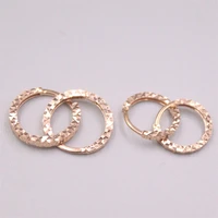 1 pair new solid pure 18k rose gold earrings women 1 5mmw full star hoop earrings 0 7 1 2g