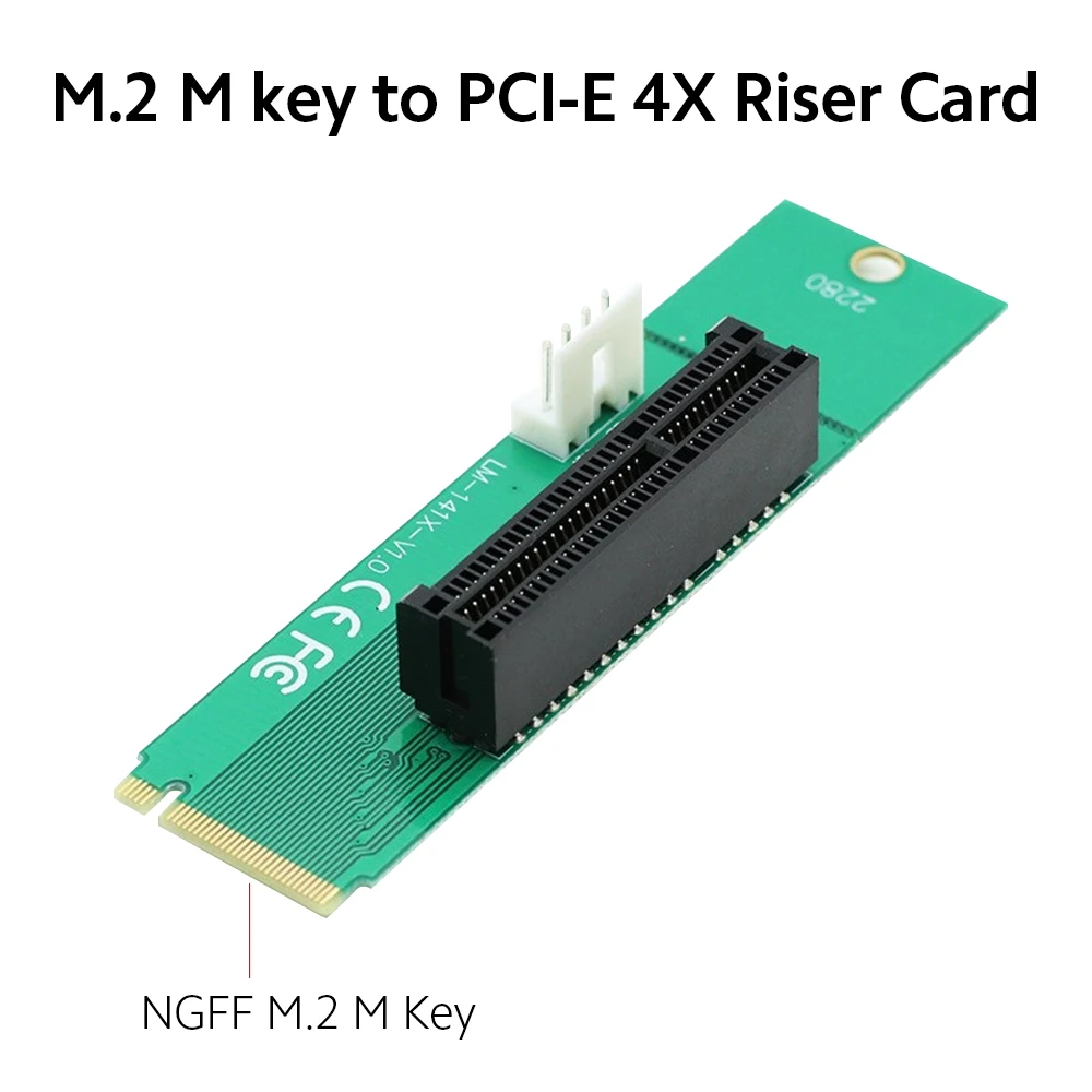 Переходник NGFF M.2 M Key к PCI-E 4X переходник 2260 2280 порт SSD PCIE Mining на с 4-контактным кабелем