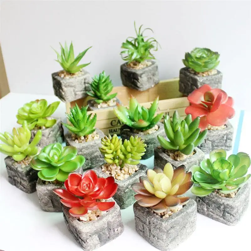 4 шт. искусственное маленькое каменное суккулентное растение бонсай для офиса в