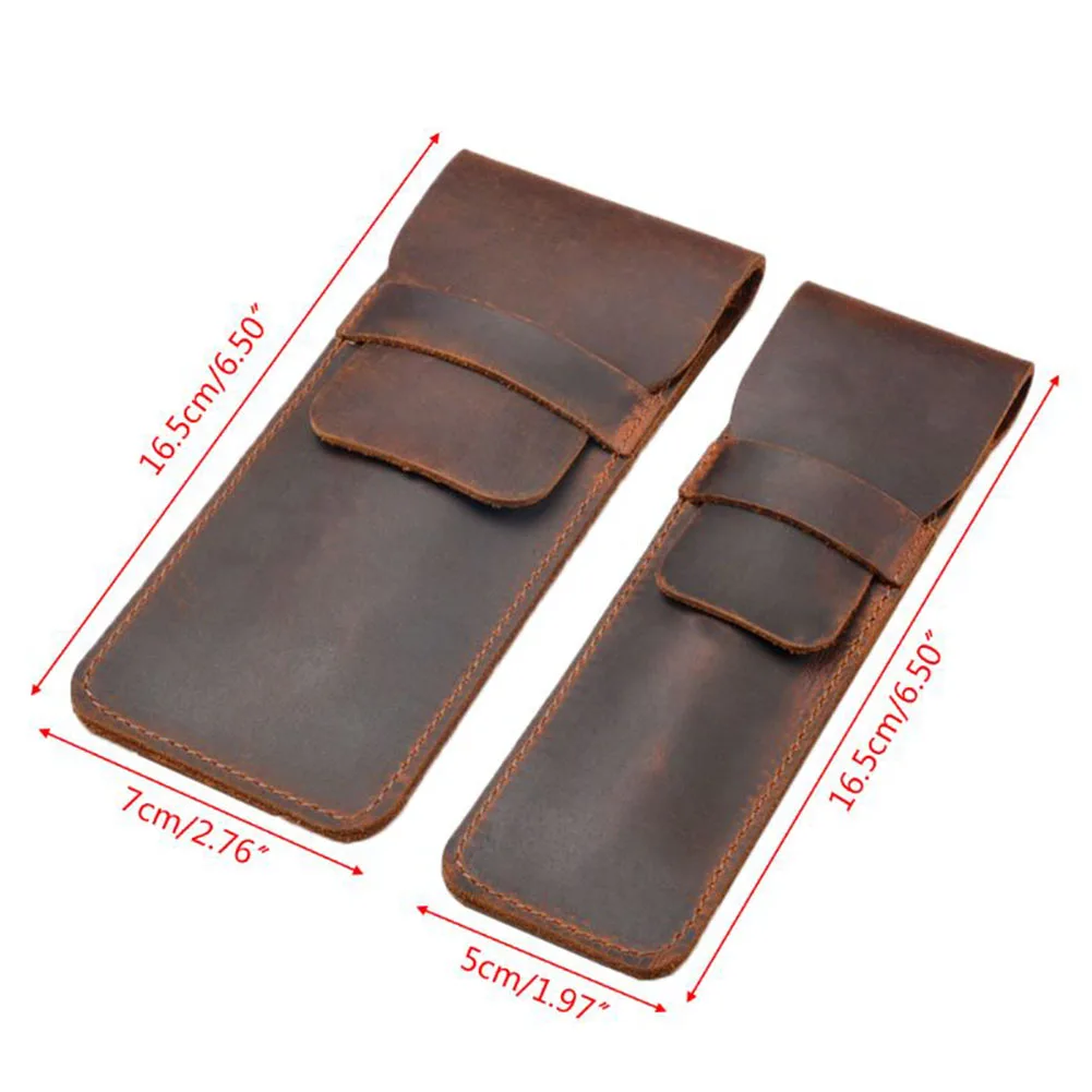 

Handmade Genuine Leather Pencil Bag, Cowhide Fountain Pen Case Holder, Vintage Retro Style Accessories For Travel Journa