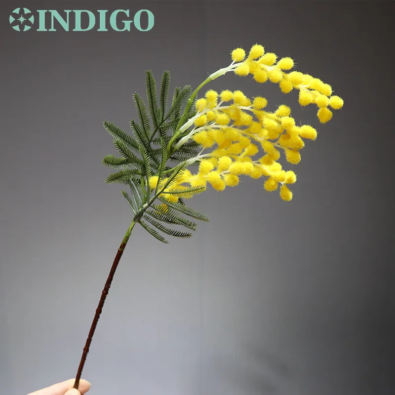 INDIGO-DIY, желтый цветок, анемон, Орхидея, тюльпан, Калла, Мимоза, кружевной цветок, Калла, Рождество, свадьба, событие - Цвет: 1 piece 42cm