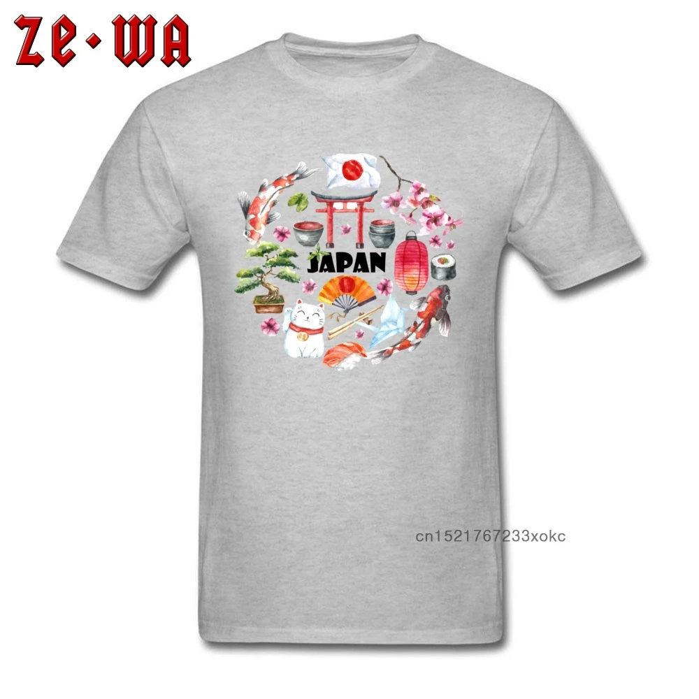 Япония иллюстрация футболка мужские Топы Kawaii футболки Повседневная летняя