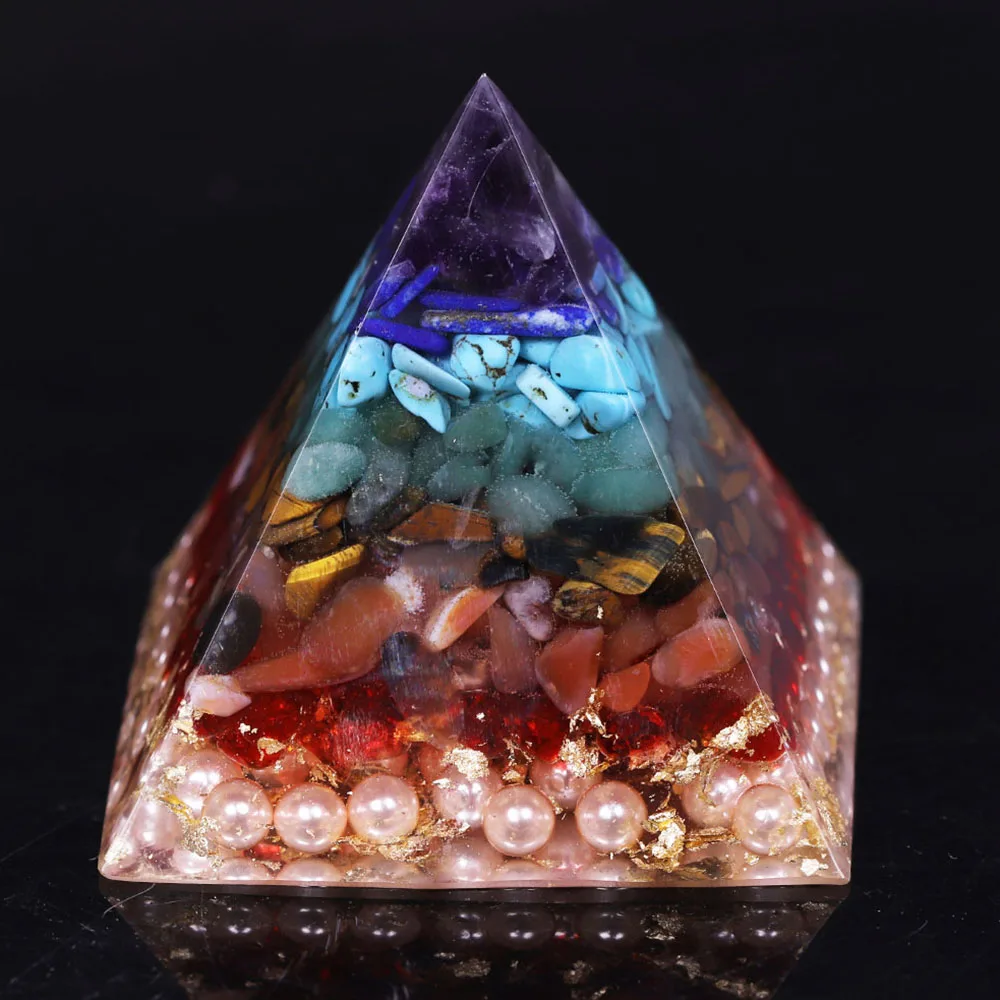Orgonite Чакра Исцеление высокочастотной энергии семь чакра Пирамида медитации