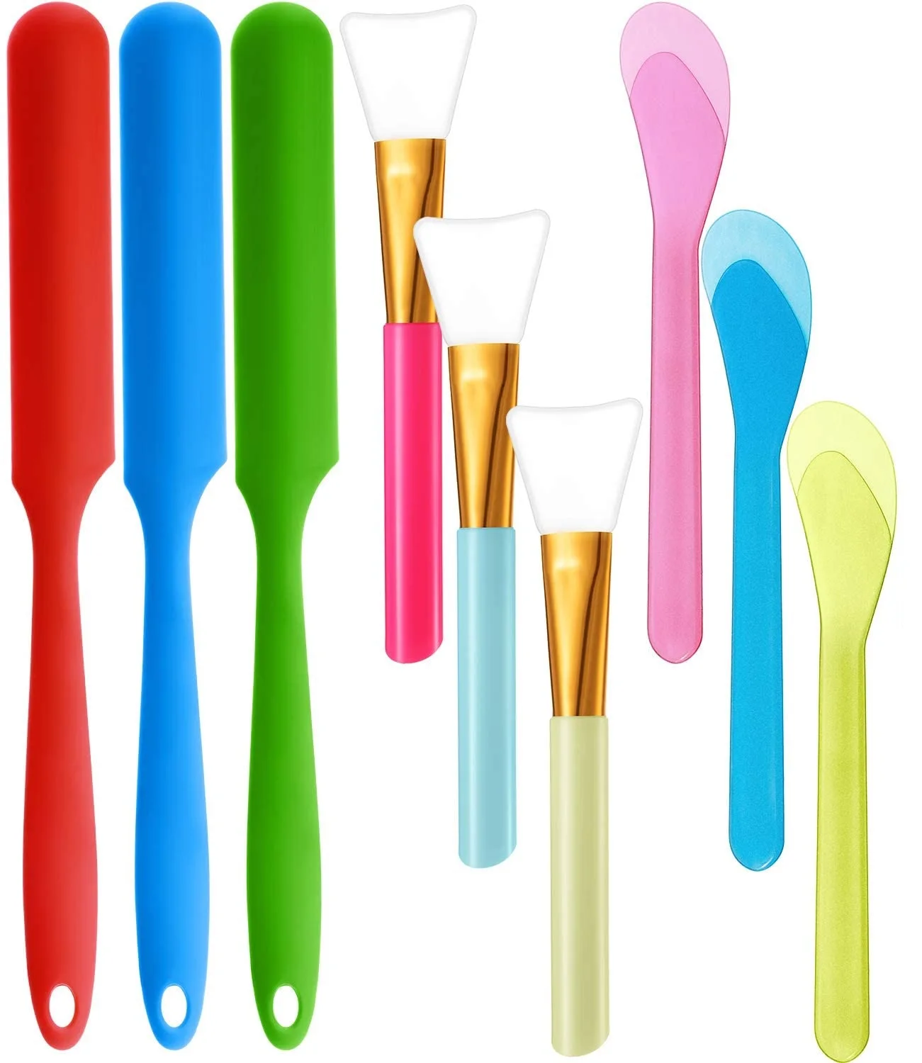 

9 Pieces Silicone Stir Sticks Kit, Silicone Epoxy Brush Resin Silicone Stirring Tool Mixing Spoon Silicone Scraper Diy Crafts