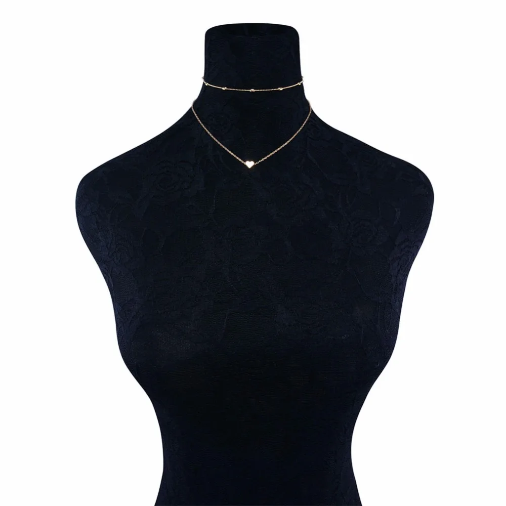 1 шт. модная подвеска в форме сердца Двухслойное ожерелье чокер с золотым и