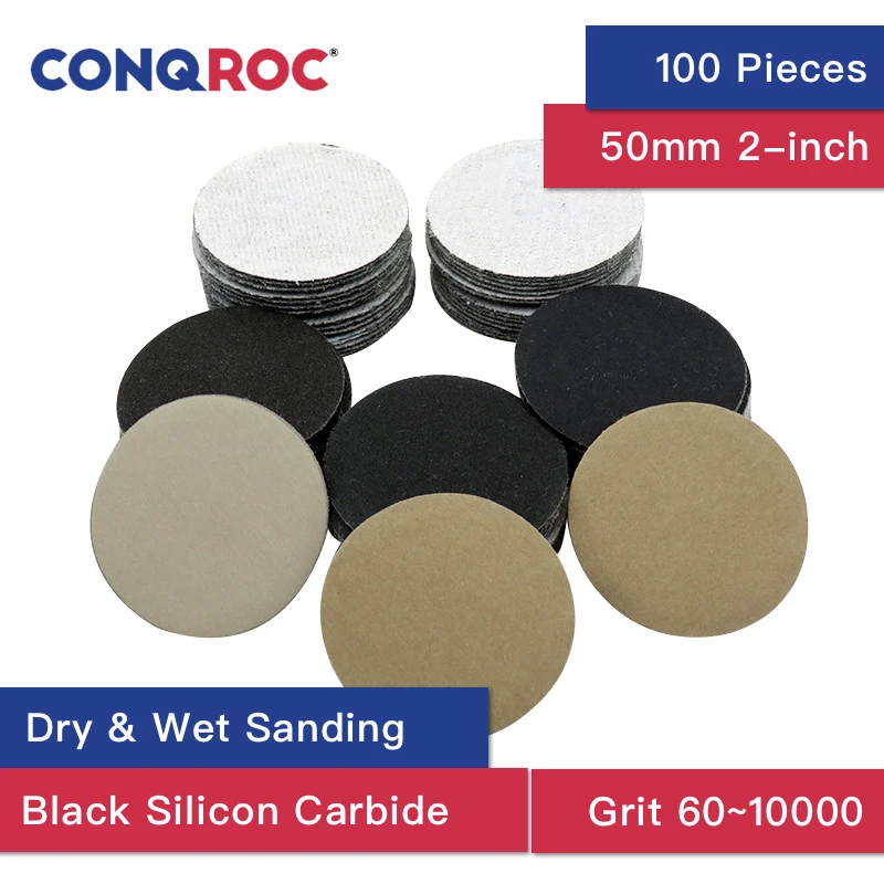 100 шт. 50 мм 2-дюймовые шлифовальные диски с крючком петля влажная сухая