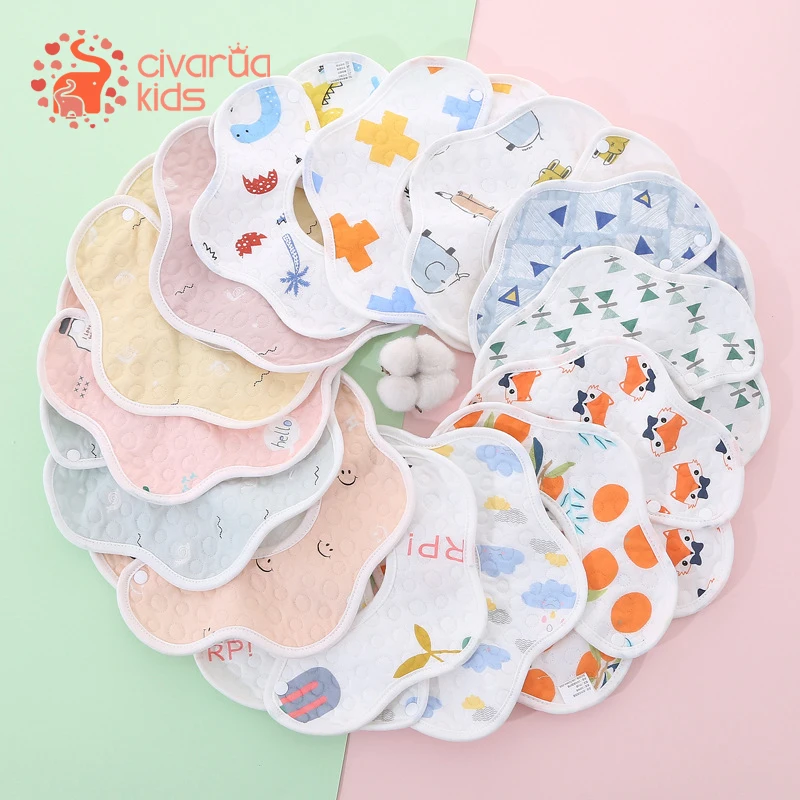 

6-Layer Muslin Baby Bibs 100% Organic Cotton Bibs Soft Baberos Bebe Animal Bandana Infant Smock Burp Cloth Feeding Saliva Towel
