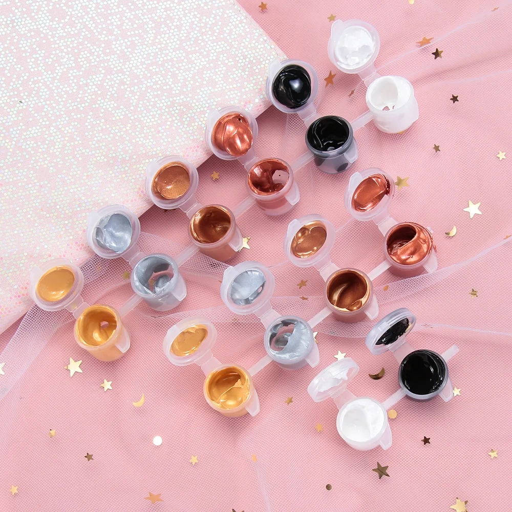 Металлическая акриловая краска для рисования на стену 2/4/6 цветов блестящий