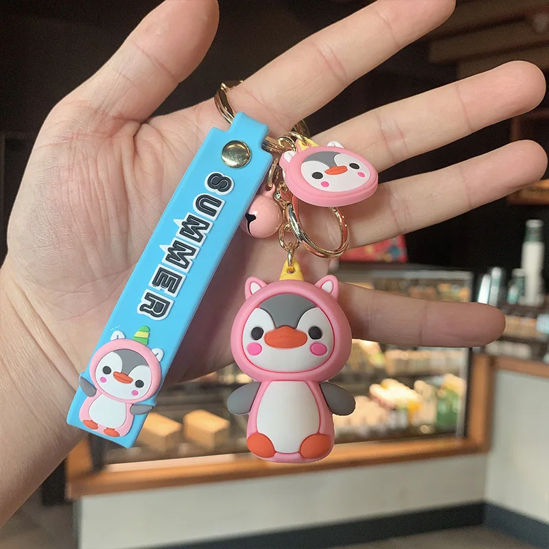 

Cute Cartoon Snow Penguin Keychain Soft Pvc Kawaii Penguin For Women Girl Bag Charm Trinket Key Ring Key Chain Children Toy Gift