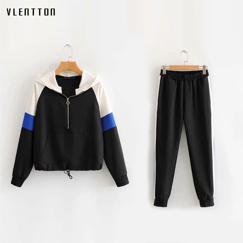 Женский спортивный костюм из двух предметов Повседневный пуловер с капюшоном и