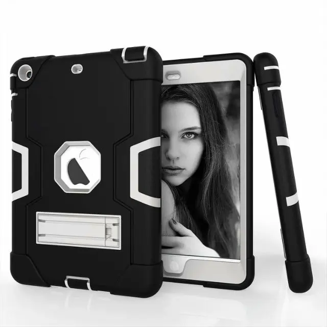 black gray IBuyiWin тяжелый противоударный силиконовый чехол для iPad Mini 2 3 7," планшет Funda Обложка copue Чехол+ пленка для экрана+ ручка - Цвет: black gray